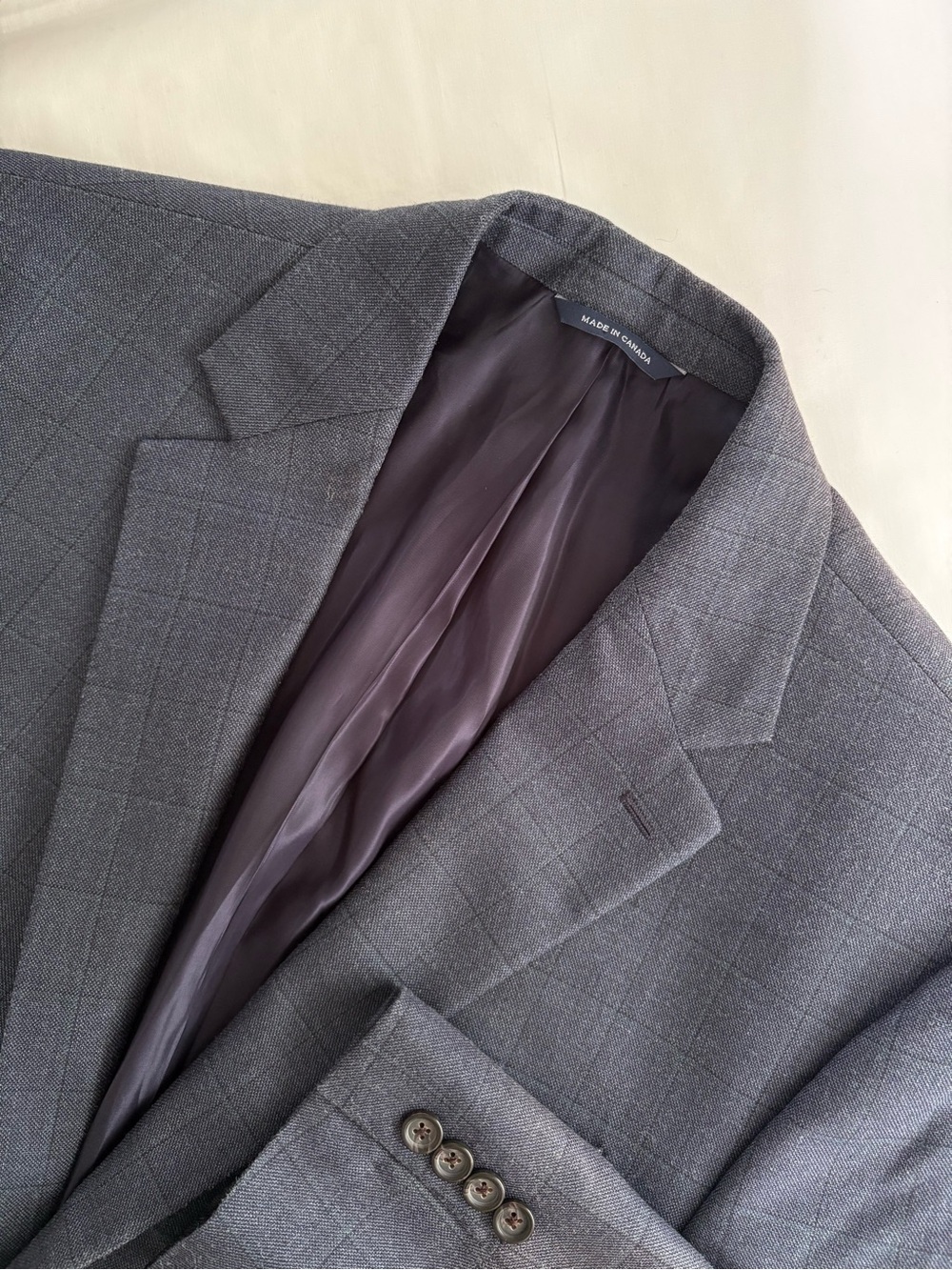 Ralph Lauren Silk Wool Blazer Blue Windowpane 44R Defect